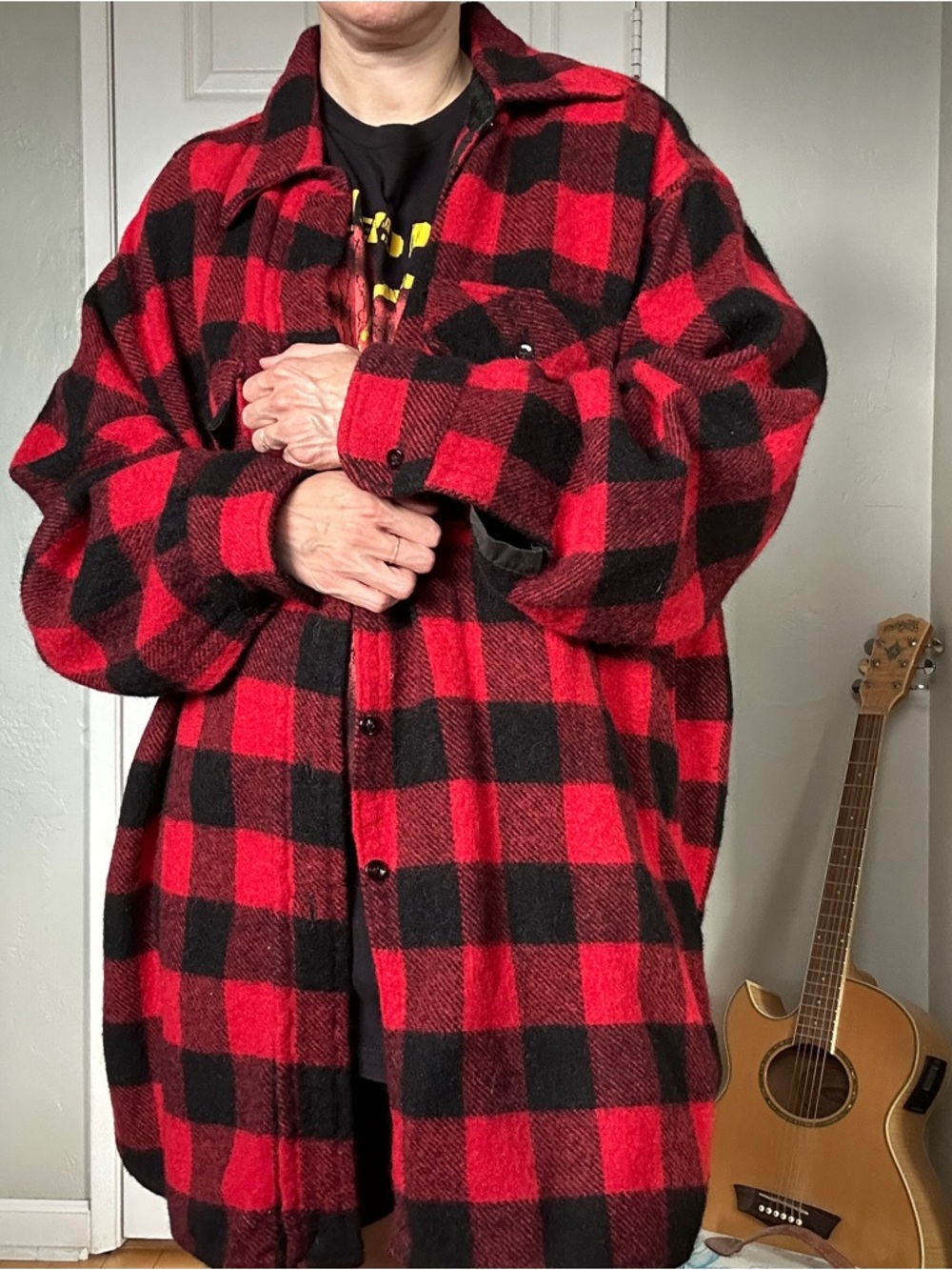Vintage Sears Kings Road 70’s Red & Black Plaid Shirt Jacket XL
